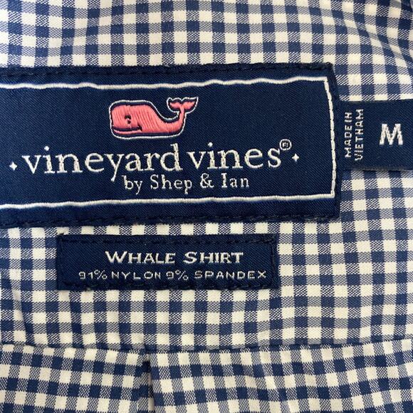 Vineyard Vines Mens Preppy Whale Shirt Button Down Long Sleeve M Blue Gingham - Picture 5 of 9